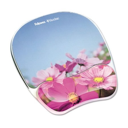 Fellowes Fellowes, Gel Mouse Pad W/wrist Rest, Photo, 9 1/4 X 7 1/3, Pink Flowers 9179001